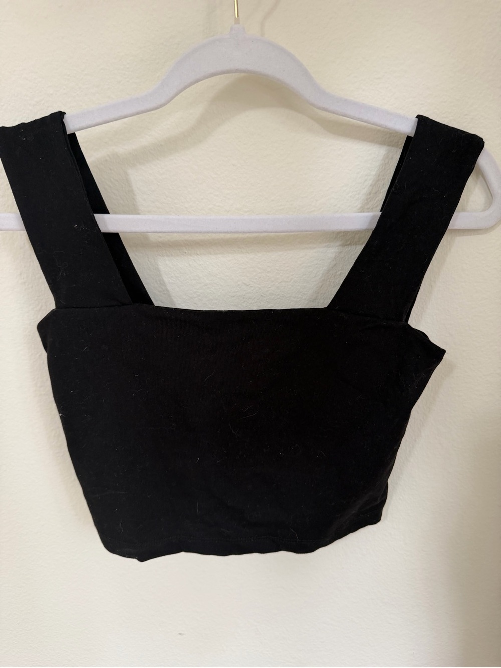Susana Monaco Black Square-Neck Crop Top